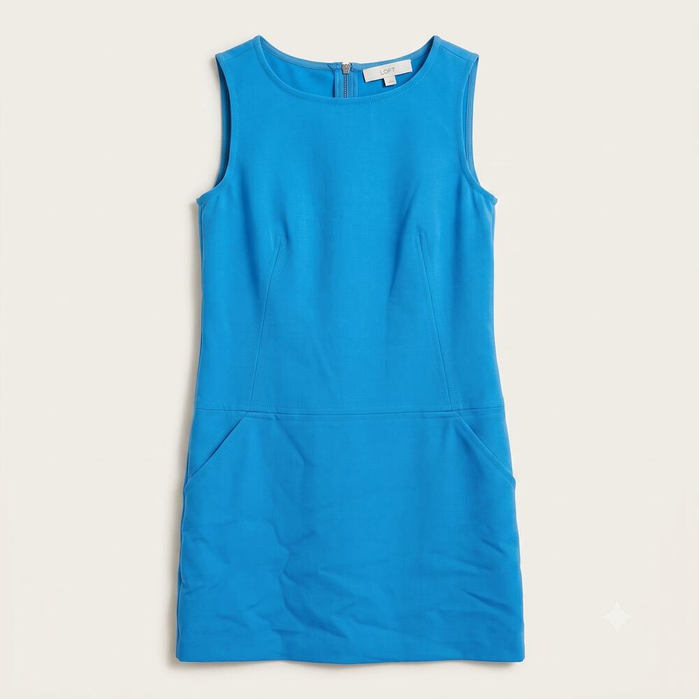 LOFT Women's 2 Office Siren Minimalist Preppy Tailored Sleeveless Shift Dress